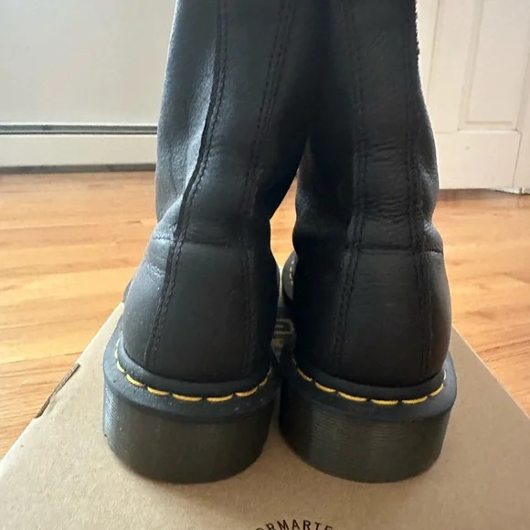 Dr. Martens Pascal Black Boots with Yellow Stitching - Picture 2 of 7